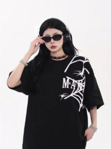 Accessories Dark Spider Web Printed Short Sleeve Men